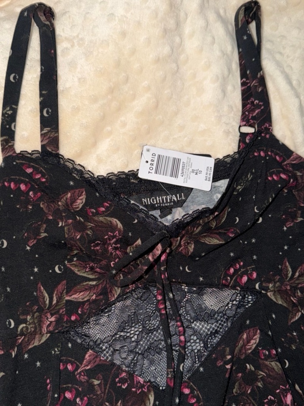 torrid Black Floral Lace Cami with Pink Accents - Picture 1 of 5